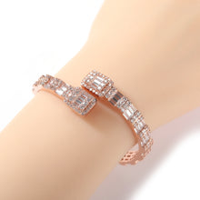 Load image into Gallery viewer, Fashionable Opening Bracelet Ins Style Diamond Set Interwoven Two Color Bracelet Personalized Hip Hop Men&#39;s Handpiece