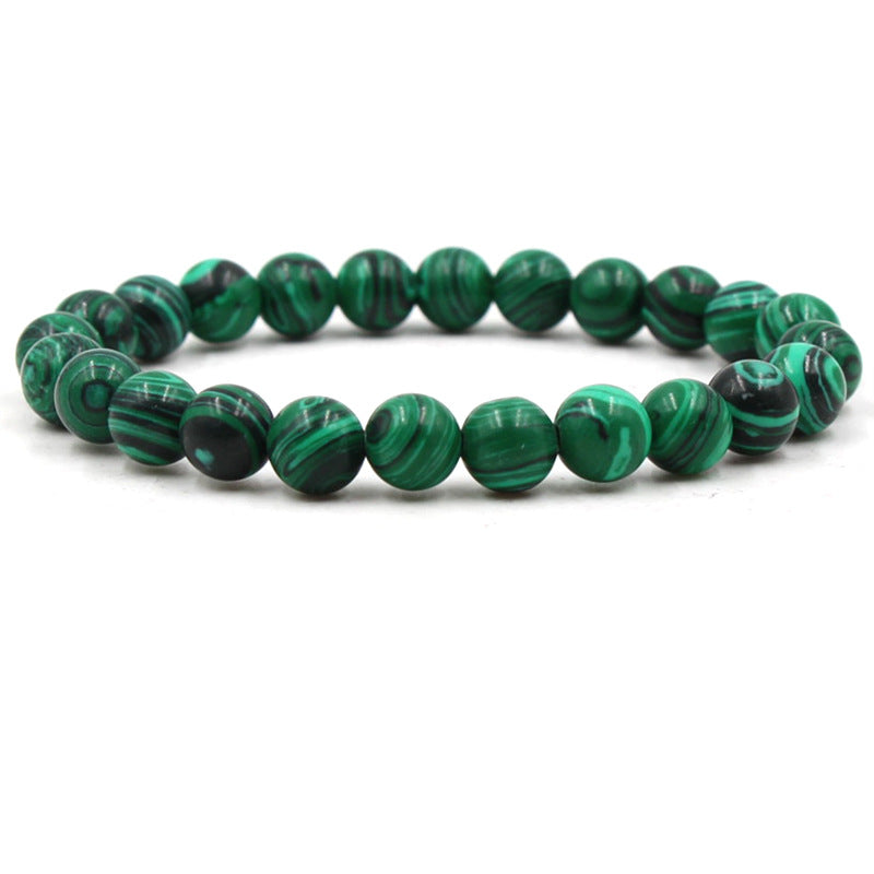 8mm matte black frosted stone malachite couple bracelet