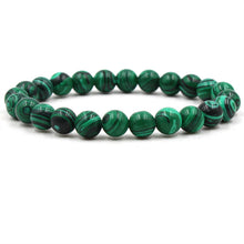 Load image into Gallery viewer, 8mm matte black frosted stone malachite couple bracelet