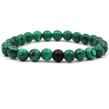 Load image into Gallery viewer, 8mm matte black frosted stone malachite couple bracelet