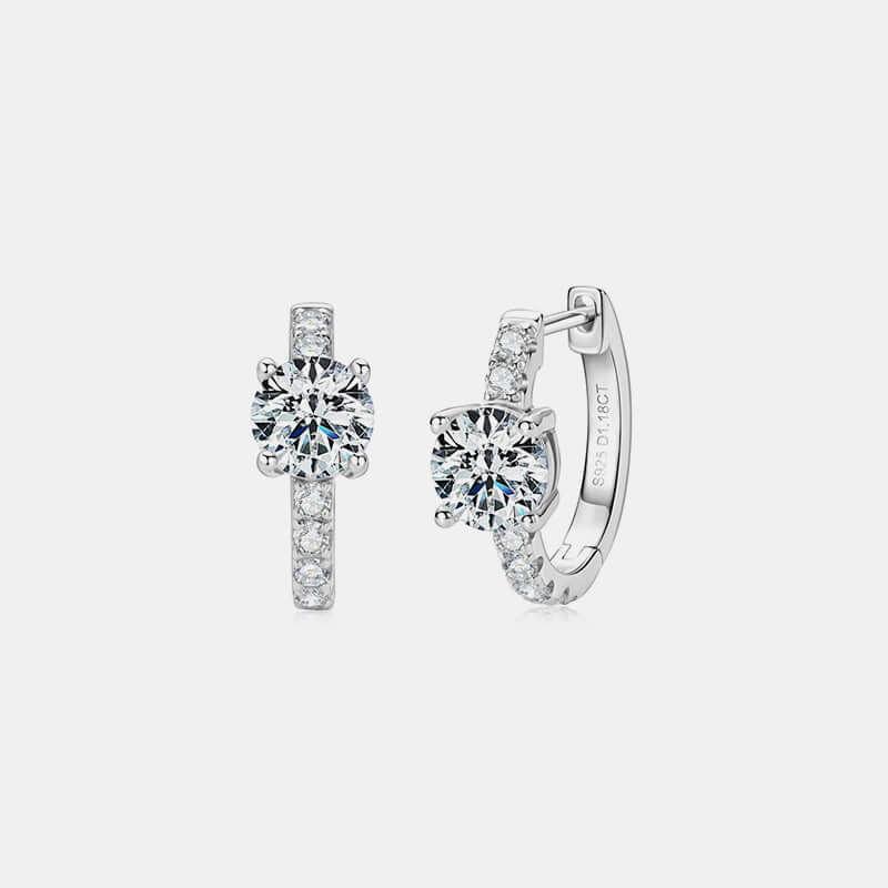 2.36 Carat Moissanite Zircon 925 Sterling Silver Hoop Earrings - Ink Wave Creations